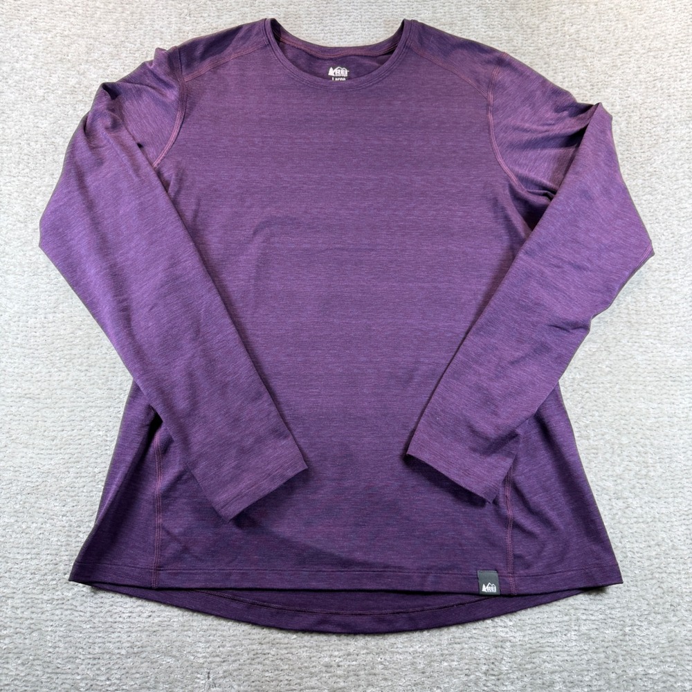 REI Co-op Long Sleeve Base Layer Top Lightweight Large Purple Heather Hiking